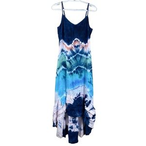 Billabong Hometown Fair Pink Blue Tie Dye Maxi Dress Size M